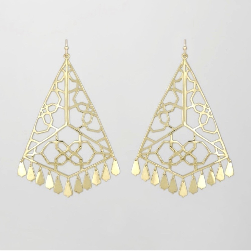 Kendra Scott Samira Gold Earrings Statement Chandelier
